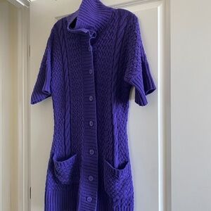 Dark Purple Short Sleeve Cardigan Size M Gently Worn -   Excellent Condition